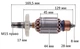 Якір фрезера Einhell BT-RO 1200 Вт (169,5*44 різьблення М15R) арт.як839 - зображення 4