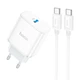 Мережевий зарядний пристрій з кабелем HOCO C104A Stage single port PD20W charger set (Type-C to Type-C) (EU) White (6931474782915) - изображение 1