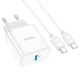 Сетевого зарядного пристрою HOCO C104A Stage single port PD20W Charger Set (Type-C to Type-C) (EU) White (6931474782915) - зображення 6