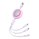 Кабель Baseus Bright Mirror 2 Series Retractable 3-in-1 Fast Charging Data Cable USB to M+L+C 3.5A 1.1m Purple (CAMJ010005) - изображение 3
