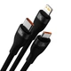 Кабель Baseus Flash Series Ⅱ Two-for-three Charging Cable U+C to M+L+C 100W 1.2m Black (CASS030101) - зображення 3
