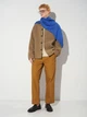 Мужской шарф синий плиссе голубой вискозный тонкий стильный большой жатка осенний демисезонный 180х90 см - изображение 4