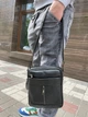Мужская кожаная барсетка для документов 22×18×6 маленькая Qvant (1201) - Черная - изображение 2