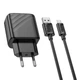 Мережевий зарядний пристрій Hoco CS21A, 1USB, QC 18W, кабель USB to MicroUSB, Чорний - зображення 4