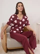 Пижама (футболка + штаны) женская хлопковая Trendyol THMSS25PT00277 S Burgundy/Multicolor (8684737354708) - изображение 3