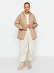 Куртка демисезонная удлиненная с капюшоном женская Trendyol TWOAW23MO00131 S Beige (8683047119366) - изображение 4