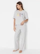 Пижама (футболка + штаны) женская хлопковая Trendyol THMSS23PT00134 XS Light Gray (8683048499726) - изображение 2