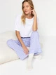 Пижамные штаны женские хлопковые Trendyol THMAW24PJ00001 XS White/Blue (8683049205845) - изображение 4