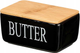 Maselniczka ceramiczna Kinvara Butter z bambusową pokrywką Czarna 10 x 16.5 x 8.5 cm (8430852998811) - obraz 1