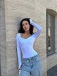 Жіночий базовий боді з розрізом для пальців Uaclothes 46-48 Білий (like34715-151351350) - зображення 2