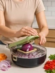 Компактная терка овощерезка ручная 9в1 кухонный измельчитель со сменными насадками 9шт и контейнером, Слайсер для нарезки с держателем, Зеленая - изображение 8