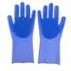 Силиконовые перчатки для мытья и чистки Magic Silicone Gloves с ворсом Синие - изображение 2