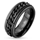 Черное кольцо-антистресс из стали c крутящейся цепью Spikes R-M4397-8-09 спиннер (Размер 9 (наш 19)) - изображение 1
