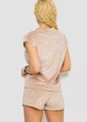 Женская велюровая пижама FS Juicy Футболка + Шорты L Beige (7611) - изображение 4