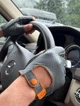 Мужские кожаные автомобильные перчатки Fiorgini Premium fingerless Размер 8 (S) Серый цвет кожии с оранжевым акцентом (22171) - изображение 1