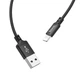 Кабель HOCO X14 USB to iP 2A, 1m, nylon, aluminum connectors, Black (6957531062820) - изображение 4