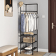 Стійка вішалка кутова для одягу та взуття GTM Loft Mini Organizer сталева підлогова з трьома полицями для взуття стійка для речей стелаж 180*45*45 см Black - зображення 4