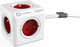 Rozgałęźnik sieciowy Allocacoc PowerCube Extended 2x USB, 5x type E (FR) 3 m Red (2304/FREXPC) - obraz 1