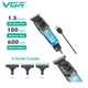 Триммер VGR V-964 GREEN, 7000 RPM, 3 насадки, LED display универсальный прибор для стрижки волос, усов и бороды. - изображение 3