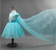 Дитяча карнавальна сукня Ельза Frozen Крижане серце 100 см зі шлейфом бірюзове - зображення 2
