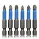 Набор магнитных противоскользящих бит PH2 6шт (PH1 PH2 PH3 PZ1 PZ2 PZ3 - 50мм) blue - изображение 2