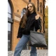 Жіноча велика сумка Sambag Wave строчена чорна - изображение 3