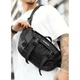 Велика чоловіча поясна сумка бананка для планшета Sambag DynamicDart чорна тканева - изображение 2