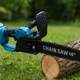 Пила цепная 16 дюймов с 2 аккумуляторами 48V в кейсе Chain Saw, беспроводная аккумуляторная садовая электропила с масляным баком для обрезки и распиловки дров, веток и деревьев Синяя, CHS-16-Blue - изображение 6
