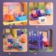 Игровой набор дом Свинка пеппа с мебелью и площадкой для игор семья пеппы джордж папа свин мама свинья домик пепа для детей от 3 лет на подарок моедь 1 - изображение 5