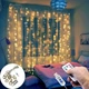 Гірлянда Крапля роси штора 3х2м с пультом светодиодная от USB, Жолтая LED LIGHT проводка Теплый белый цвет - изображение 3