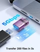 Адаптер-переходник JSAUX Type-C to USB 3.0, 5Gbps, purple - изображение 4