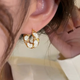 Серьги-конго Золотистые с белыми вставками Podarkus BK885-W - изображение 1