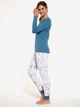 Піжама (лонгслів + штани) жіноча великих розмірів бавовняна Cornette Womens sleepwear 723-300 B25 XL Блакитно-біло-сіра (5902458205967) - зображення 3