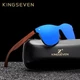 Солнцезащитные очки Wayfarer в цельной оправе и деревянными дужками B/W5504 KINGSEVEN - изображение 1