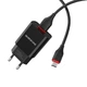 Мережевий зарядний пристрій Borofone BA20A, кабель USB to MicroUSB, 1USB, 2.1A, Black - зображення 3
