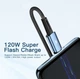 Кабель швидкої зарядки для Xiaomi 120W 90W 67W 33W Mi Turbo Charge USB Type-C 6A 2м, в обплетінні, Чорний - зображення 6