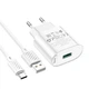 Мережевий зарядний пристрій Hoco C109A, QC 18W, USB, кабель USB to Type-C, білий - зображення 3