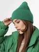 Вязаная шапка бини с широким отворотом на флисе Эмма One-size Зеленый - изображение 1
