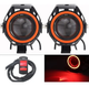 Фары прожекторы для мотоцикла U7 LED 12В 3000лм Angel Eyes красные и кнопка - изображение 1