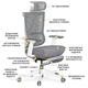 Крісло Mealux S6 Air Fabric Grey White (арт. HF-S6 F/GW) - зображення 3