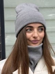 Шапка и бафф женский молодежный комплект STD серый - изображение 5