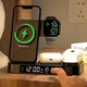 Беспроводная зарядка стенд + часы и ночник CasePro A37 4 в 1 Fast 30W black черная - изображение 11