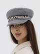 Кепи кашемировая женская с серебристой цепью D.Hats цвет серый - изображение 1