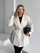 Жіночий піджак з плечиками та паском Uaclothes 42-44 Бежевий (like35223-156431349) - зображення 4