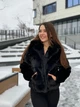 Короткая шуба искусственная под шиншиллу с отложным воротником MNC черный 39rv268 44 - изображение 1