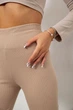 Лосини в рубчик на флісі, колір бежевий, 244R1709, XXL - зображення 5