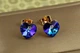 Серьги гвоздики Xuping Jewelry Сваровски сердечки синие хамелеон 1 см золотистые - изображение 1