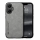 Кожаный чехол X&E для Xiaomi Poco F7 с металлической вставкой gray - изображение 1