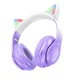 Беспроводные полноразмерные наушники Hoco W42 Cat Ear с подсветкой, BT5.3, AUX, TF, 400mAh, 10h, фиолетовые - изображение 1