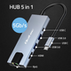 USB Hub Qoltec Hub Adapter USB-C PD 100 W 5 in 1 Grey (5901878537955) - obraz 7